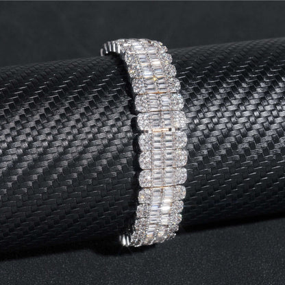 Moissanite Sterling Silver Bracelet – Unisex Hip Hop Jewelry