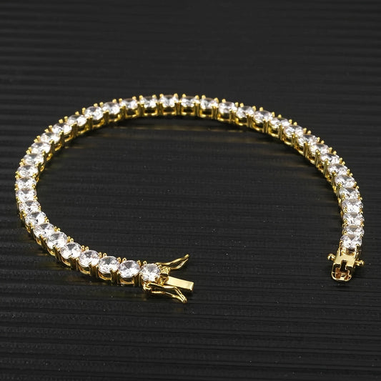 Tennis Chain Zirconia Bracelet – Unisex Hip Hop Jewelry Gold