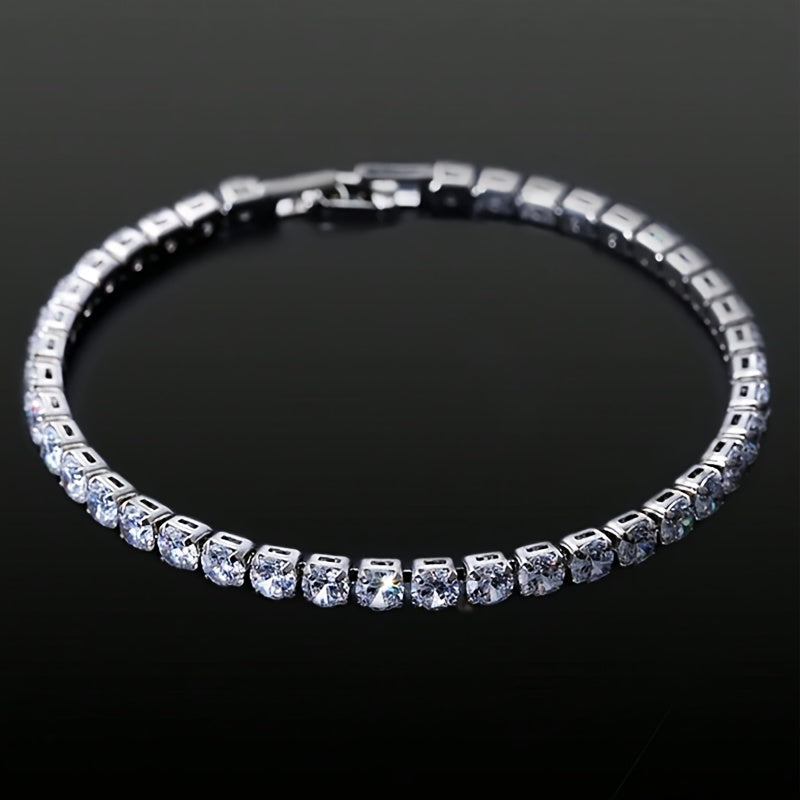 Cubic Zirconia Bracelet – Men’s Hip Hop Punk Rock Jewelry Silver 1 Bracelet